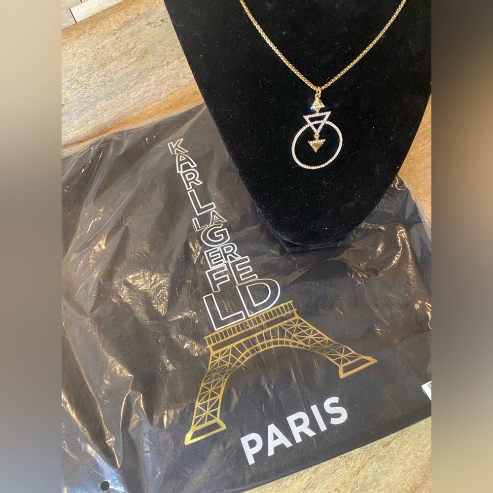 Karl Lagerfeld Gold and Black Pendant Necklace